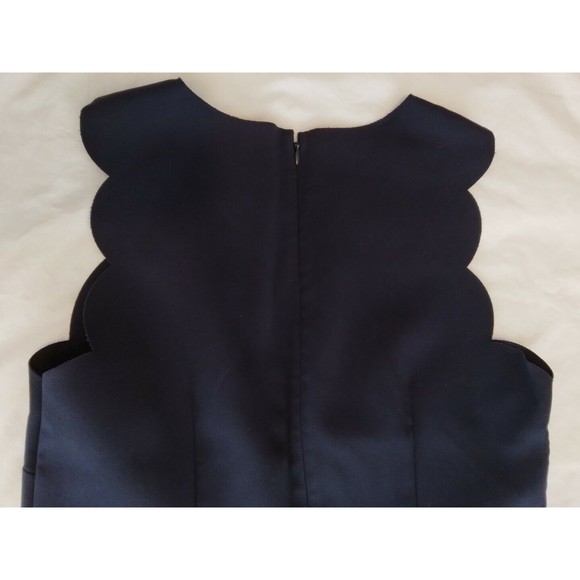 J Crew Womens Scallop Sheath Dress Size 8 Navy Blue Sleeveless Back Zip  A3744 - Picture 7 of 9